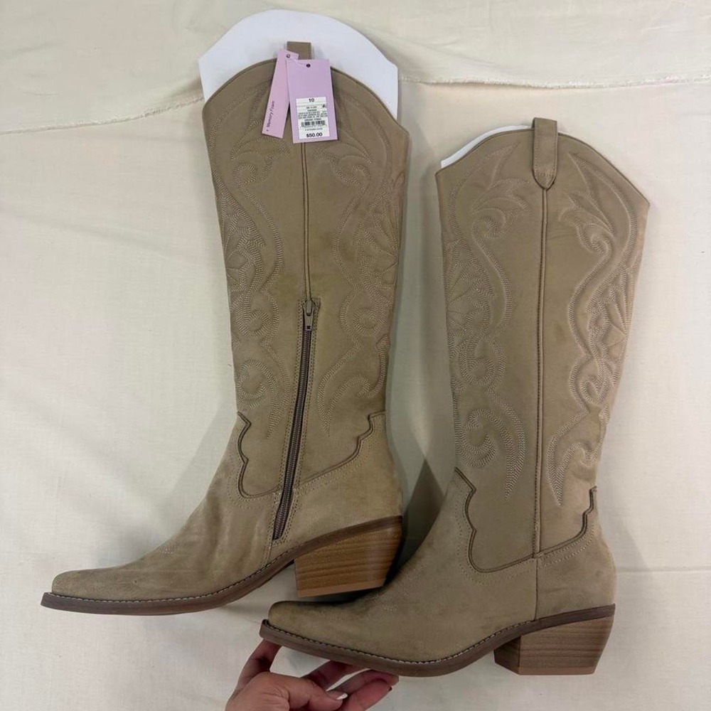Beige western cowboy boots